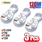 1 2 3 10A Cable 120W Super Fast Charging USB to Type C Cable For (New)
