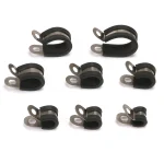 10 20 Rubber Lined P Clips Cable Mounting Hose Pipe Clamp Fixing Pipes Stainless (New)