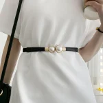 Elegant Vintage Pearl Waist Chain Belts Womens Korean Style Sweater Jacket Hooks Elastic (New)