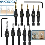 5 Countersink Drill Woodworking Drill Bit Set Drilling Pilot Holes for Screw Sizes (New)