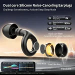 Reusable Silicone Ear Plugs   Noise Cancelling Hearing Protection For Sleep Concerts Travel (New)