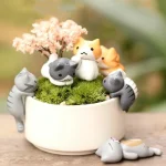 6 Set Cartoon Lucky Cat Home Garden Bonsai Decorations Miniatures Gift Lovely Micro Landscape (New)