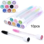 10 Sparkling Reusable Eyelash Brushes Mascara Wand In Tubes Eye Lash Brushes Eyebrow (New)