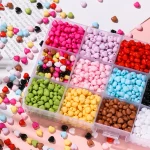 100 Lots Acrylic Heart Shaped Beads Colored Love Spacer Beads for DIY Necklace Bracelet (New)