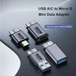 Micro B USB C 3 Male to Type C Female (New)