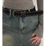 Women Belt Womens Jeans Tie in Ladies Belt Fashion Personality Rivet Belt (New)