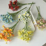Chamomile artificial flower European dining table small daisy fake flower home outdoor decoration (New)