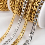 1Meter 2Meters 3 7mm Stainless Steel Cuban Link Cable Chains for DIY Necklace Bracelet (New)