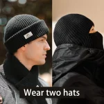 2In1 Winter Balaclava Beanie Hat Knitted Full Face Mask Warm Ski Tactical Cycling (New)