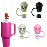 Skull Silicone Straw Covers Cap Tumblers Cup Accessories Reusable Dust Proof Spill Proof Plug Stopper (New)