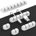 5 Cable Cord Wire Organizer Silicone USB Cable Winder Management Clips Self Adhesive (New)