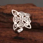 Celtic Knot Ring Stainless Steel Opening Adjustable Mens and Womens Witchcraft Talisman Jewelry (New)
