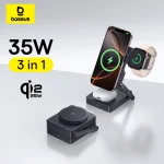 Baseus 3 in 1 Magnetic Wireless Charger Qi2.2 25W Fast Charging For iPhone (New)