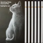 6 set White Charcoal Pencils Drawing Set Professional White Sketch Pencils for Drawing Sketching (New)