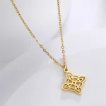 Skyrim Witchcraft Witch Knot Pendant Necklace for Women Stainless Steel Geometric Choker Neck (New)