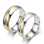 Trendy Stainless Steel Couple Rings For Men Women Inlay Rhinestones Zirconia Rings Wedding (New)