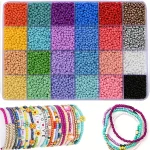 2400 3mm Mixed 24 Colors Glass Seed Beads Glass Beads Bulk Kit Jewelry (New)