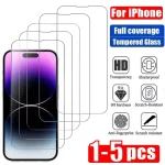 1 5 Tempered Glass for IPhone 17 16 15 14 13 12 11 Pro (New)
