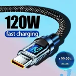 120W Cable Dual Digital Display Cable PD Fast Charging Highspeed Data Transfer USB (New)