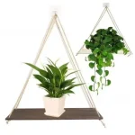 1 Wooden Swing Hanging Hemp Rope Wall Shelve Mounted Floating Home Living Room (New)