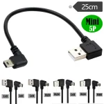 Double 90 Degree Right Angle Mini USB 5 Pin T Port Short USB (New)