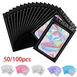 50 100 Translucent Smell Proof Mylar Bags Resealable Odor Proof Bags Holographic Packaging Pouch (New)