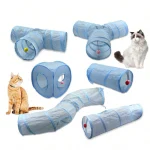 Cat Toys Gray 3 Way Foldable Pet Cat Tunnel Tube Toy Kitten Tunnel Toy (New)