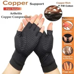 Compression Arthritis Gloves Half Finger Relief Copper Ion Fiber Pressure Protective Gloves Joint (New)