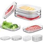 Meat Container for Fridge, Stackable Cold Cuts Storage Containers with Clear Lids for (New)