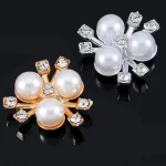 20 21mm Flower Imitation Pearls Rhinestone Cabochon Flat Backing Patch for DIY Jewelry (New)
