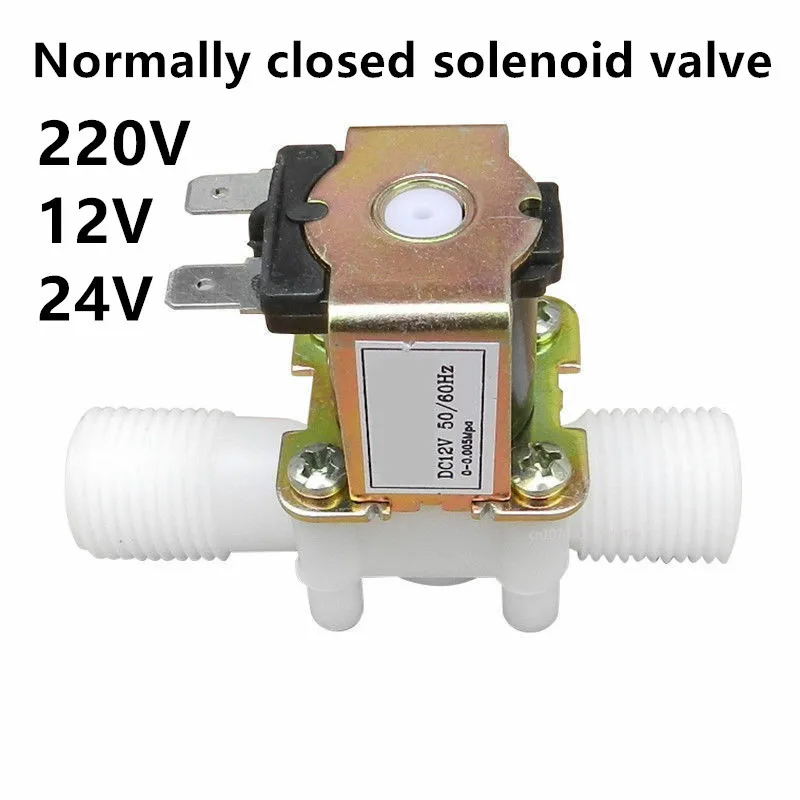 S7df2fafd06e64d519c65ec7ae271579fi AC 220V DC 12V 24V 1 2" 3 4" Plastic Electric Normally Closed Solenoid Valve (New) - Image 1