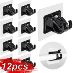 12 2 No Drill Curtain Rod Brackets Self Adhesive Curtain Rod Holder Hook Adjustable Wall (New)