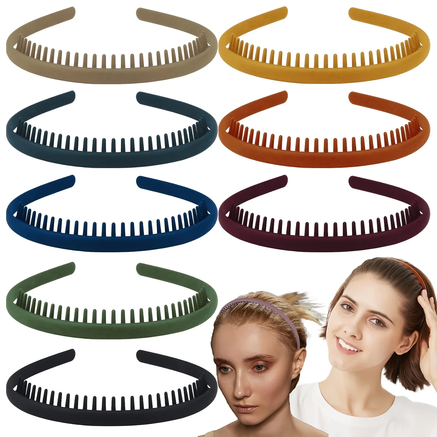 S7f3dc15bfb8842aa8c0b56ca03f4e871Y 2 Non Slip Fashion Effortless Plastic Headbands with Teeth Comb Skinny Hair (New) - Image 1