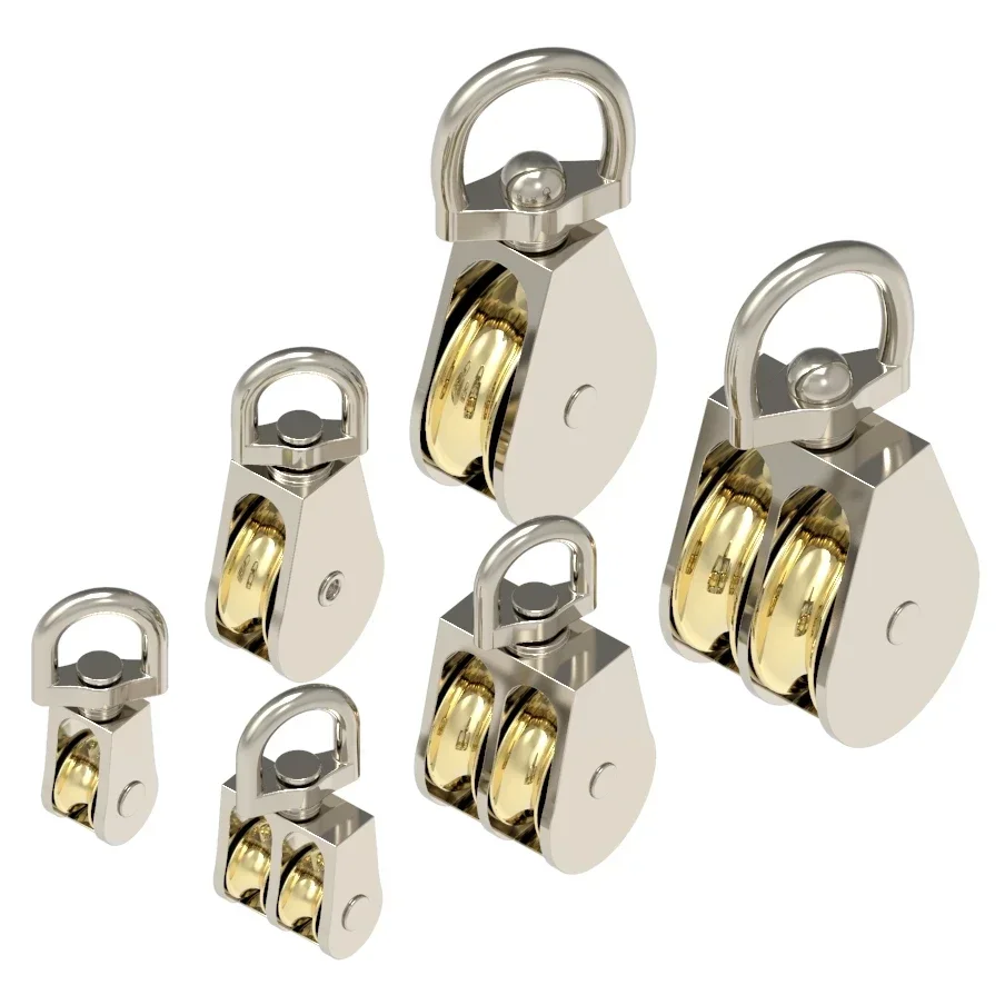 S7f43696d61d245c4b6ad1075bc751e85O 1 43 58 86mm Single Double Wheels Metal Sheave Zinc Alloy Pulley Crown Block and Tackle (New) - Image 1