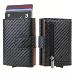 Rfid Microfiber Leather Men Wallets Short Leather Wallets Carbon Fiber Slim Card Holder (New)