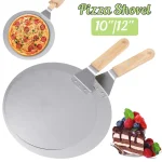 10 12inch Pizza Shovel Pastry Tools Stainless Steel Wooden Handle Peel Round Anti scalding Pan (New)