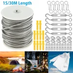 15 30M Stainless Steel Cable Rope PVC Coated Garden Cable Guardrail Ropes Multifunction Railing (New)
