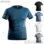 Running T shirt Men Summer Ice Silk Thin Top Reflective Printing Quick Dry Short (New)