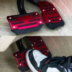 Aluminum Car Pedal Cover Set Automatic Manual Transmission Gas Foot Covers in Red (New)