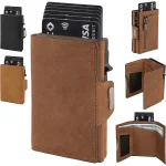 Genuine Leather RFID Card Holder for Men Minimalist Leather Credit Card Wallet with (New)