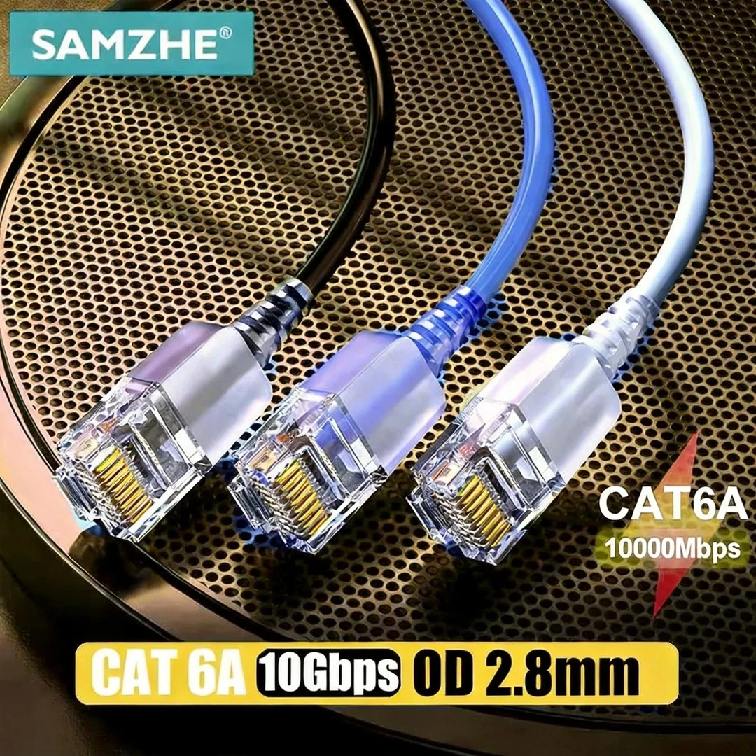 S81f6625cdfd14ef7b5cc4db1a7377ddfo SAMZHE Cat6A Slim Ethernet Cable 10Gbps Network Patch Cord Compatible (New) - Image 1