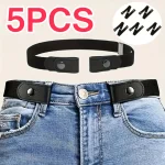 5 1 Traceless Invisible Elastic Belt Womens Belt Jeans Pants Mens Elastic Belt Buckle (New)