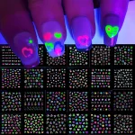 30 Sheets 3D Glow in The Dark Neon Nail Stickers   Glittery Glossy (New)
