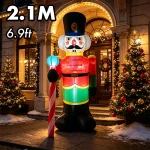 210cm Nutcracker Soldier Inflatables LED Light Holiday Blow Up Christmas Decoration Home (New)