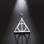 Skyrim Stainless Steel Deathly Hallows Necklace Round Triangle Silver Color Pendants Necklaces Geometric (New)