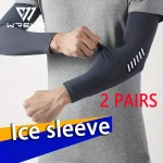 2Pairs Ice Silk Sleeves Breathable UV Protection Cooling Hiking Arm Sleeves Basketball Cycling (New)