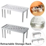 Retractable Storage Rack Kitchen Shelf Organizer Multifunctional Cabinet Layered Dish Seasoning Bottle Finishing (New)