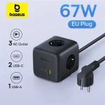 Baseus 67W GaN Fast Charger Power Strip 3AC 3680W Outlet USB C Fast Charging (New)
