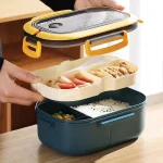 1200ML 2 Layer Bento Lunch Box With Spoon Fork, Kid High Capacity Microwae (New)