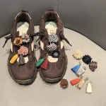 1 Autumn Winter Maillard Tassel Pendant Shoe Charms Leather Flower Shoelace Buckle Sports (New)